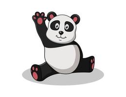 vectorillustratie van schattige panda cartoon zwaaiende hand vector