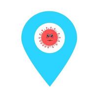 coronavirus locatie kaart pin aanwijzer pictogram. element van kaartpunt voor mobiel concept en web-apps. icoon voor website-ontwerp en app-ontwikkeling. premium corona virus locatie in het wereld icoon teken. vector