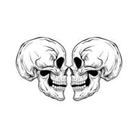 schedel paar illustratie afdrukken op t-shirts, sweatshirts en souvenirs vector premium vector