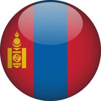 Mongolië 3d afgeronde nationale vlag knop pictogram vector