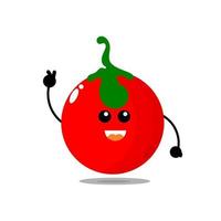 schattige tomatenmascotte. tomaat karakter of cartoon. vector