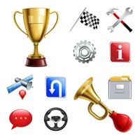 Racing Game Realistische Icon Set vector