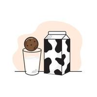 illustratie melk en koekjes. geïsoleerde achtergrond vector