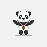 schattige panda wint een wedstrijd vector
