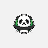 schattig panda-logo met groene achtergrond vector