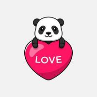 schattige panda knuffelen liefdesballon vector