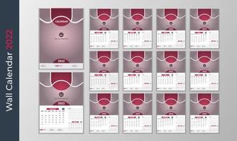 2022 rood interieur met meerdere pagina's wandkalenderontwerp met unieke vormstijl vector