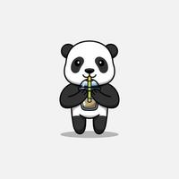 schattige panda die een kopje koffie drinkt vector