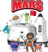 mars woord logo-ontwerp met astronaut vector