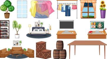 set interieurmeubels en decoraties vector