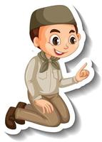 moslim jongen in safari outfit stripfiguur sticker vector