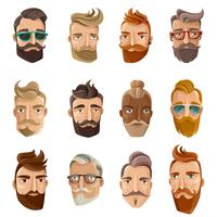 Hipster Barbershop Cartoon mensen instellen vector