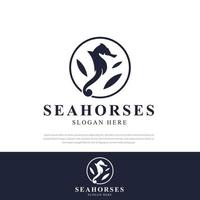 seahorse-logo in een cirkel van lines.sea life silhouet illustratie, symbool, pictogram ontwerpsjabloon vector