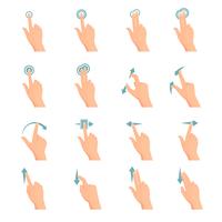 Aanraken gebaren vlakke pictogrammen instellen vector