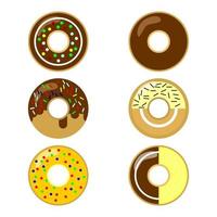 een reeks illustraties of donutpictogrammen vector