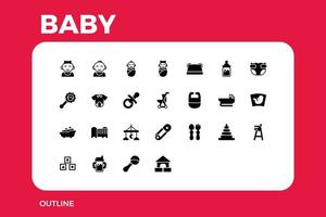 baby pasgeboren peuter kind kinderen speelgoed pictogram illustratie zwart solide glyph gevuld lijnstijl vector