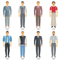 Mannen mode evolutie Icons Set vector