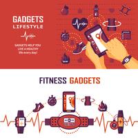 fitness monitoring banners vector