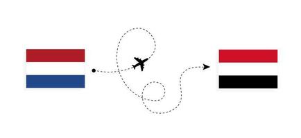 vlucht en reis van nederland naar egypte per reisconcept voor passagiersvliegtuigen vector