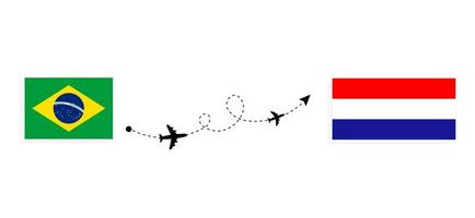 vlucht en reis van Brazilië naar Kroatië per reisconcept voor passagiersvliegtuigen vector