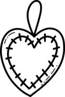 doodle lijn hart vorm gebreide speelgoed vectorillustratie. romantisch schattig cadeau speelgoed. liefde vorm. vector