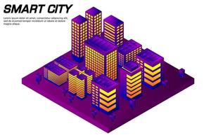 isometrische toekomstige stad. concept voor onroerend goed en bouwsector vector