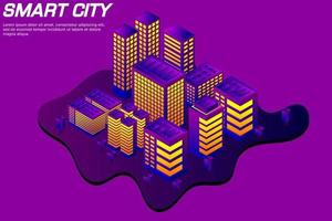 isometrische toekomstige stad. concept voor onroerend goed en bouwsector vector