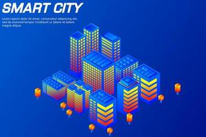 isometrische toekomstige stad. concept voor onroerend goed en bouwsector vector