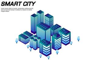 isometrische toekomstige stad. concept voor onroerend goed en bouwsector vector
