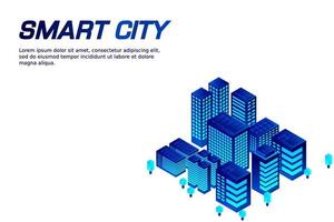 isometrische toekomstige stad. concept voor onroerend goed en bouwsector vector