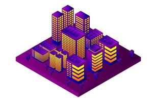 isometrische toekomstige stad. concept voor onroerend goed en bouwsector vector