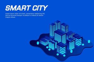 isometrische toekomstige stad. concept voor onroerend goed en bouwsector vector