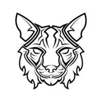 zwart-wit lijntekeningen van wilde kat hoofd. goed gebruik voor symbool, mascotte, pictogram, avatar, tatoeage, t-shirtontwerp, logo of elk ontwerp. vector