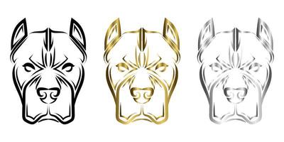 zeer fijne tekeningen van het hoofd van de pitbullhond. goed gebruik voor symbool, mascotte, pictogram, avatar, tatoeage, t-shirtontwerp, logo of elk gewenst ontwerp. vector
