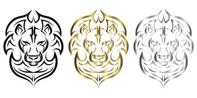 lijntekeningen van de voorkant van het hoofd van de leeuw. het is een teken van de dierenriem van de leeuw. goed gebruik voor symbool, mascotte, pictogram, avatar, tatoeage, t-shirtontwerp, logo of elk gewenst ontwerp. vector