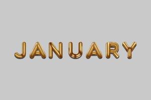 januari geschreven met gouden folieballonnen. januari brief gouden ballonnen, januari typografie. geïsoleerd vectorontwerp vector