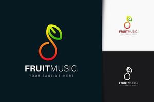 fruitmuziek logo-ontwerp met verloop vector