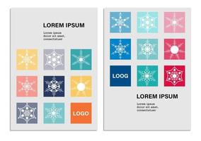 prettige kerstdagen en gelukkig nieuwjaar instellen achtergrond, wenskaart, bedrijfskaart, poster, vakantiedekking. ontwerpsjablonen met verloop, sneeuwvlokken in moderne minimalistische stijl voor web, sociale media vector