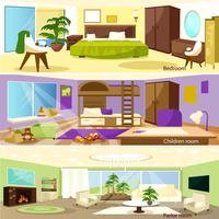 Horizontale Cartoon interieur interieur banners vector