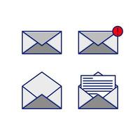 mail cartoon stijl icon set illustratie vector