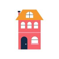 schattig rood huis van drie verdiepingen. platte vectorillustratie vector