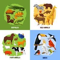 Cartoon 2x2 dierentuinafbeeldingen vector