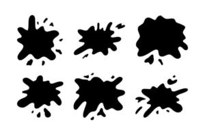 handgetekende blob elementen inkt verf splash vlek plek splatter verschillende vormen. geïsoleerde uitgesneden vectorillustratie voor sticker label banner ontwerp vector