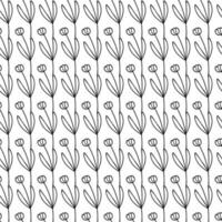 eenvoudige combineerbare naadloze patronen. tulp bloem botanische bloemen hand getrokken lineart elementen stippen vlekken, zwart-wit zwart-wit. ontwerp voor het verpakken van verpakkingsstof textiel vector