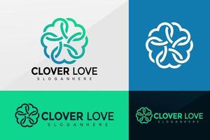 klaver liefde logo vector, blad logo's ontwerp, modern logo, logo ontwerpen vector illustratie sjabloon