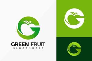 letter g groen fruit logo-ontwerp, merkidentiteit logo's ontwerpen vector illustratie sjabloon