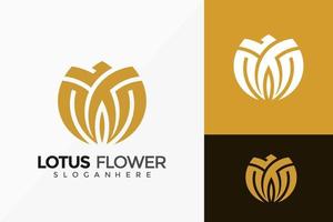 gouden lotusbloem logo ontwerp, elegante moderne logo's ontwerpen vector illustratie sjabloon