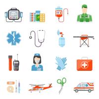 Paramedicus Flat gekleurde decoratieve pictogrammen vector