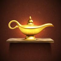 Aladdin-lamp op plank vector