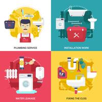 Sanitair Service 4 Flat Icons Square vector